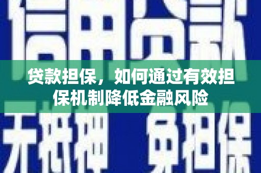 工布江达贷款担保，如何通过有效担保机制降低金融风险